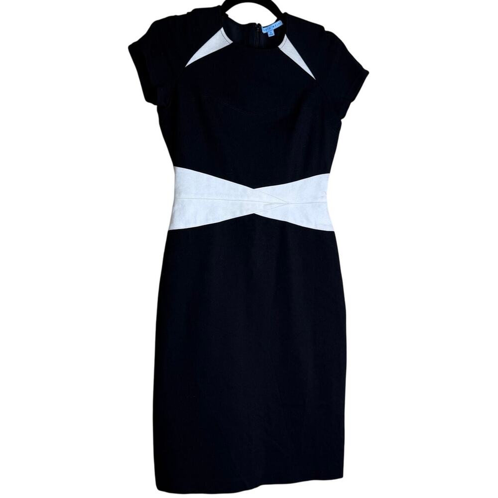 Antonio Melani Sheath Dress Womens 2 Black White Flattering Minimalist Party LBD